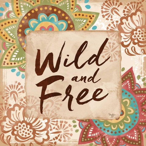 Wild and Free White Modern Wood Framed Art Print with Double Matting by Mollie B.