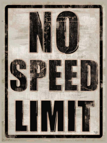 No Speed Limit White Modern Wood Framed Art Print with Double Matting by Mollie B.