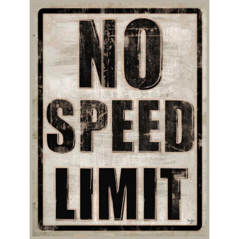 No Speed Limit Black Modern Wood Framed Art Print by Mollie B.