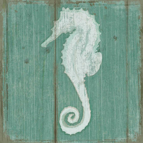 Seahorse White Modern Wood Framed Art Print by Mollie B.