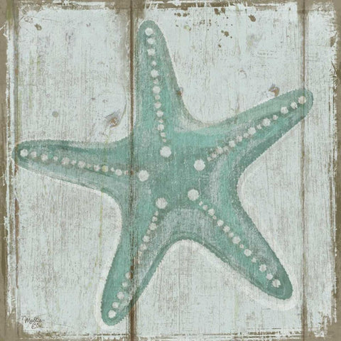 Starfish Gold Ornate Wood Framed Art Print with Double Matting by Mollie B.