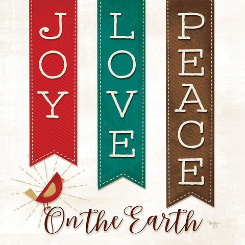 Peace on Earth White Modern Wood Framed Art Print with Double Matting by Mollie B.