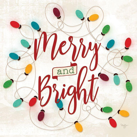 Merry and Bright White Modern Wood Framed Art Print by Mollie B.