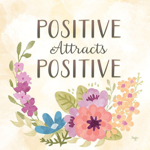 Positive Attracts Positive Black Ornate Wood Framed Art Print with Double Matting by Mollie B.