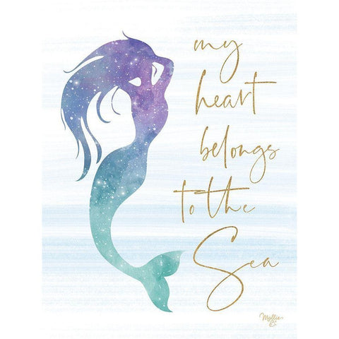 My Heart Belongs to the Sea White Modern Wood Framed Art Print by Mollie B.