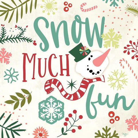 Snow Much Fun White Modern Wood Framed Art Print with Double Matting by Mollie B.