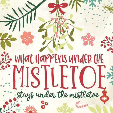 What Happens Under the Mistletoe White Modern Wood Framed Art Print by Mollie B.