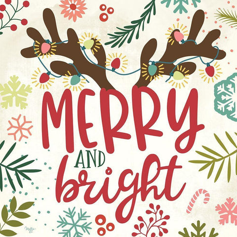 Merry and Bright White Modern Wood Framed Art Print with Double Matting by Mollie B.