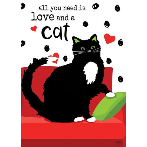 All You Need is Love and a Cat Gold Ornate Wood Framed Art Print with Double Matting by Mollie B.