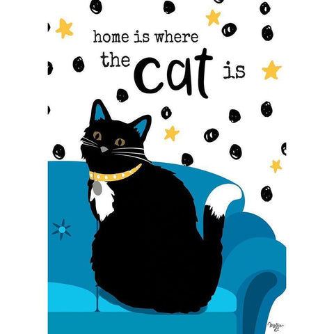 Home is Where the Cat is Gold Ornate Wood Framed Art Print with Double Matting by Mollie B.