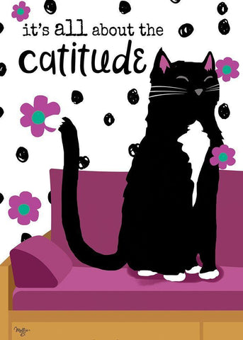 Its All About the Cattitude White Modern Wood Framed Art Print with Double Matting by Mollie B.