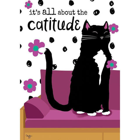 Its All About the Cattitude Gold Ornate Wood Framed Art Print with Double Matting by Mollie B.