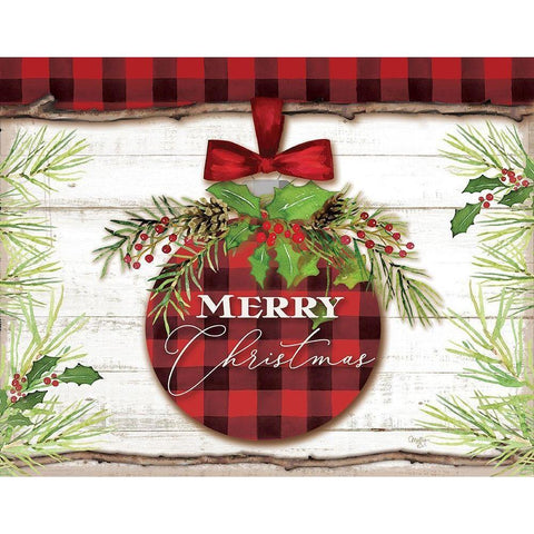 Merry Christmas Ornament Black Modern Wood Framed Art Print with Double Matting by Mollie B.