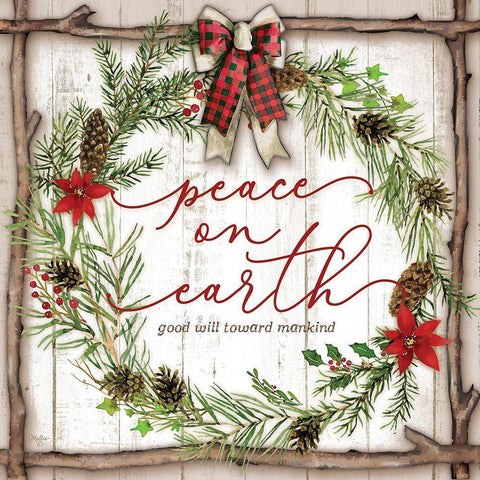 Peace on Earth White Modern Wood Framed Art Print with Double Matting by Mollie B.