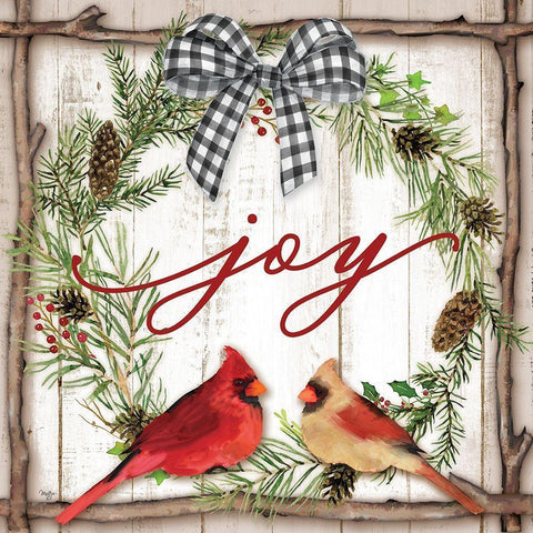 Joy Wreath White Modern Wood Framed Art Print by Mollie B.