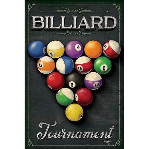 Billiards Tournament    Black Modern Wood Framed Art Print with Double Matting by Mollie B.