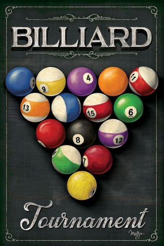 Billiards Tournament    Black Ornate Wood Framed Art Print with Double Matting by Mollie B.