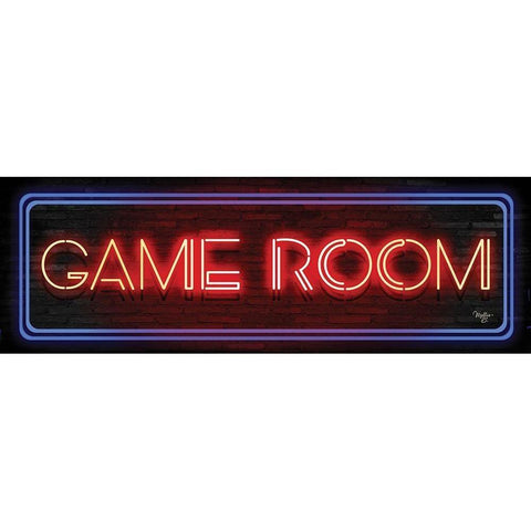 Game Room Neon Sign     Black Modern Wood Framed Art Print with Double Matting by Mollie B.