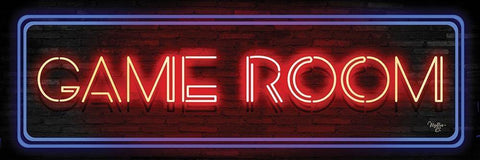 Game Room Neon Sign     Black Ornate Wood Framed Art Print with Double Matting by Mollie B.