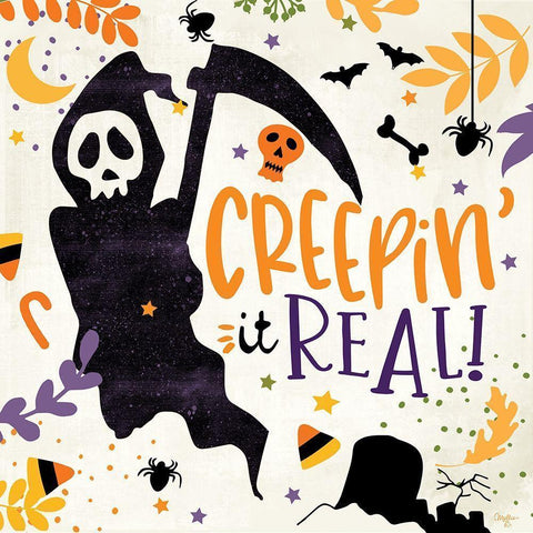 Creepin it Real! White Modern Wood Framed Art Print by Mollie B.