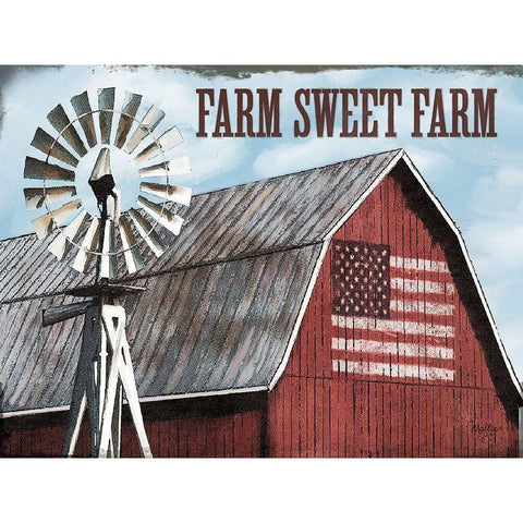 Farm Sweet Farm White Modern Wood Framed Art Print by Mollie B.