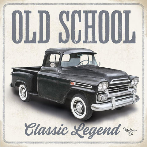 Old School Vintage Trucks II White Modern Wood Framed Art Print with Double Matting by Mollie B.