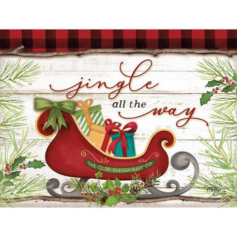 Jingle All the Way White Modern Wood Framed Art Print by Mollie B.