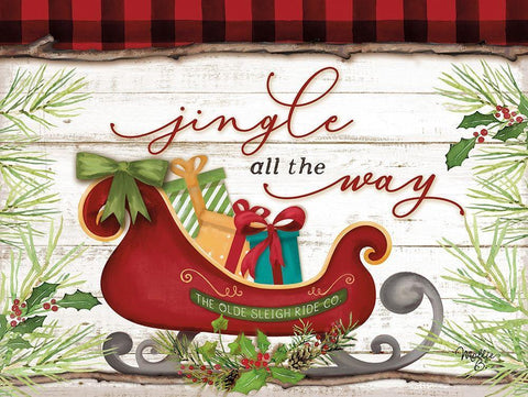 Jingle All the Way Black Ornate Wood Framed Art Print with Double Matting by Mollie B.