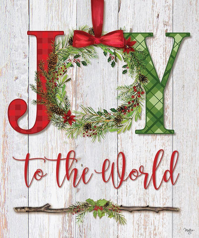 Joy to the World White Modern Wood Framed Art Print with Double Matting by Mollie B.