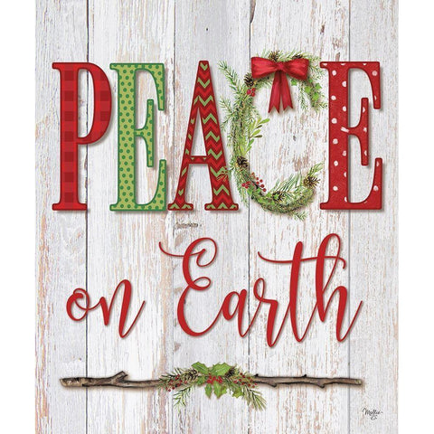 Peace on Earth White Modern Wood Framed Art Print by Mollie B.