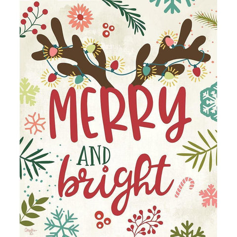 Merry and Bright Gold Ornate Wood Framed Art Print with Double Matting by Mollie B.