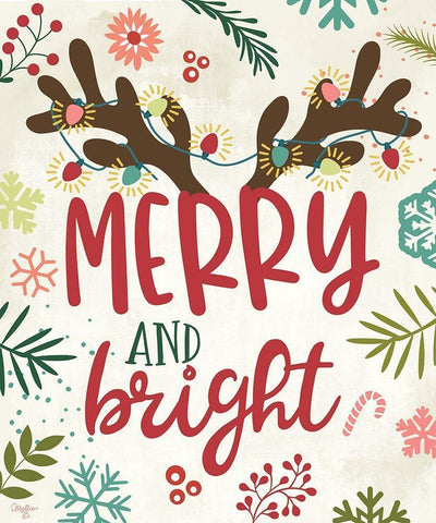 Merry and Bright Black Ornate Wood Framed Art Print with Double Matting by Mollie B.