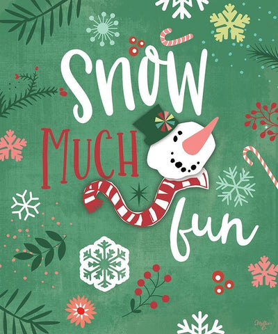 Snow Much Fun Black Ornate Wood Framed Art Print with Double Matting by Mollie B.