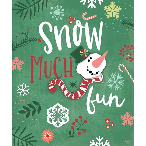 Snow Much Fun White Modern Wood Framed Art Print by Mollie B.