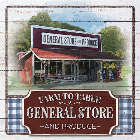 Farm to Table General Store Black Modern Wood Framed Art Print with Double Matting by Mollie B.