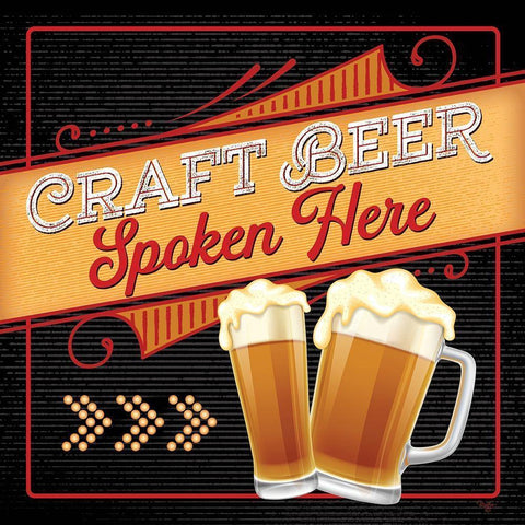 Craft Beer Spoken Here White Modern Wood Framed Art Print by Mollie B.