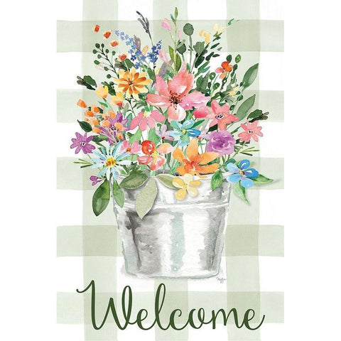 Welcome Flowers Black Modern Wood Framed Art Print with Double Matting by Mollie B.