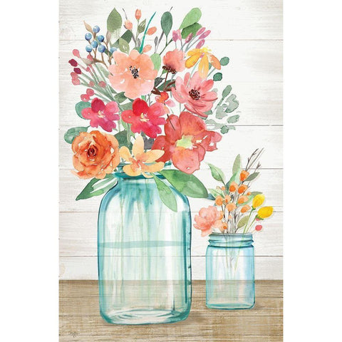 Country Floral Still Life Gold Ornate Wood Framed Art Print with Double Matting by Mollie B.