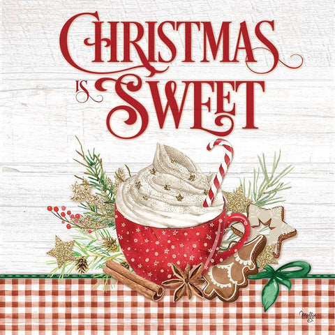 Christmas is Sweet Black Modern Wood Framed Art Print by Mollie B.