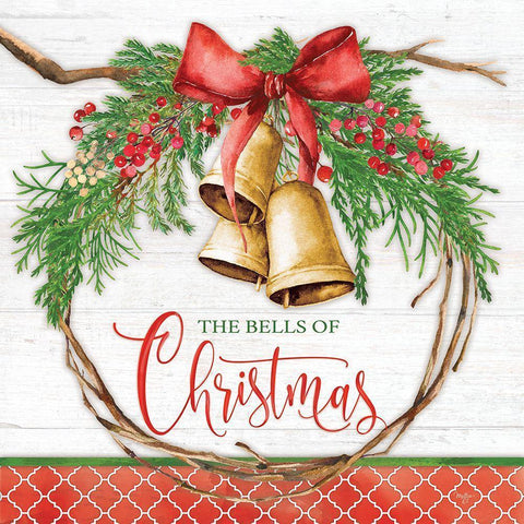 The Bells of Christmas Gold Ornate Wood Framed Art Print with Double Matting by Mollie B.