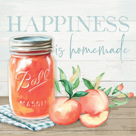 Happiness is Homemade White Modern Wood Framed Art Print by Mollie B.