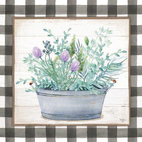 Potted Herbs I   White Modern Wood Framed Art Print with Double Matting by Mollie B.