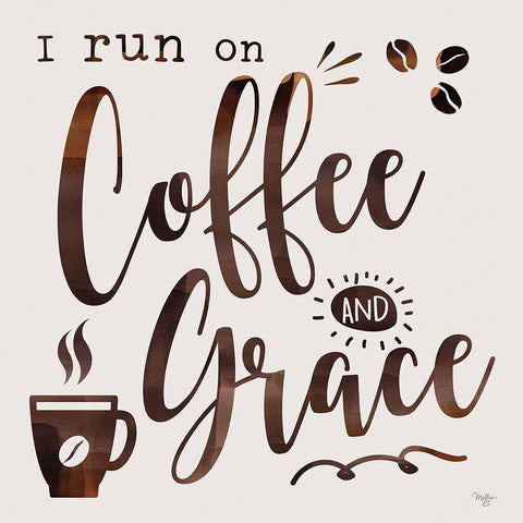 Coffee and Grace Black Ornate Wood Framed Art Print with Double Matting by Mollie B.