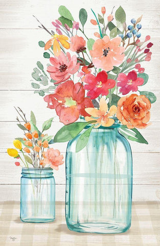 Blossom Beauties White Modern Wood Framed Art Print with Double Matting by Mollie B.