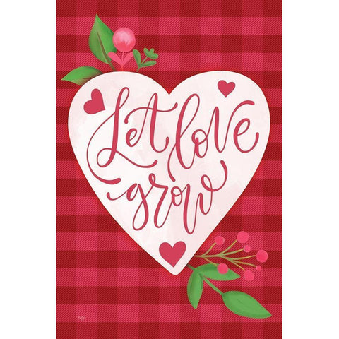 Let Love Grow White Modern Wood Framed Art Print by Mollie B.