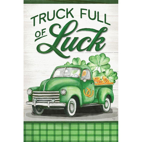 Truck Full of Luck White Modern Wood Framed Art Print by Mollie B.