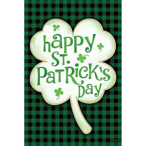 Happy St. Patricks Day White Modern Wood Framed Art Print by Mollie B.