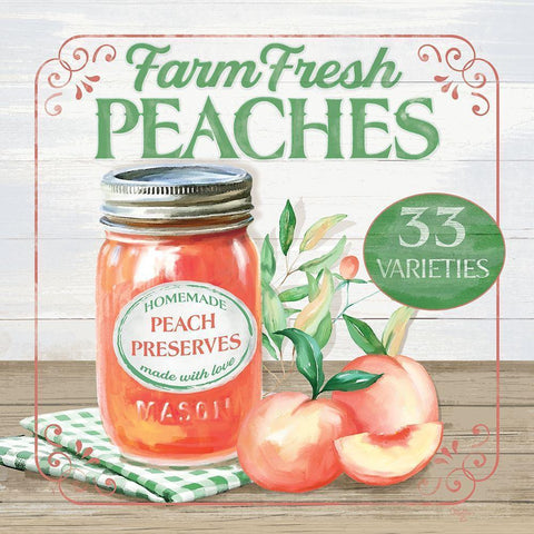 Farm Fresh Peaches White Modern Wood Framed Art Print by Mollie B.