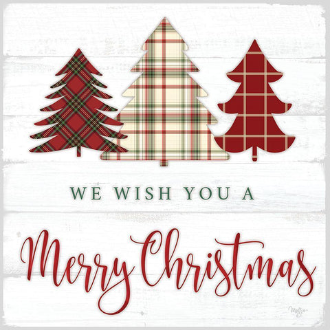 We Wish You a Merry Christmas   White Modern Wood Framed Art Print with Double Matting by Mollie B.