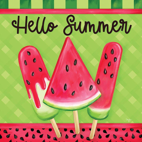 Hello Summer White Modern Wood Framed Art Print by Mollie B.